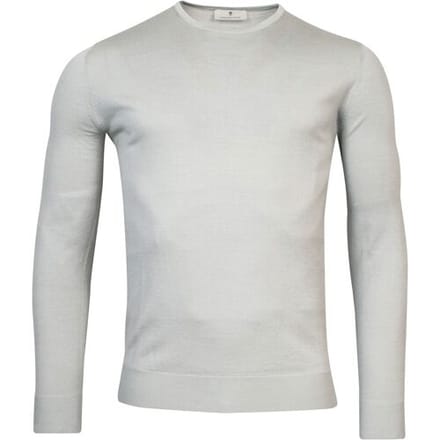 Thomas Maine Trui Ronde Hals Single Knit Merino Wool Ice Green / male