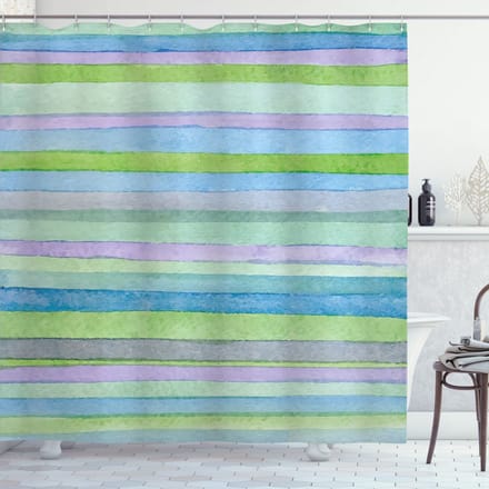 ABAKUHAUS blauw douchegordijn – Aquarel Strepen – 175×220 cm – Polyester