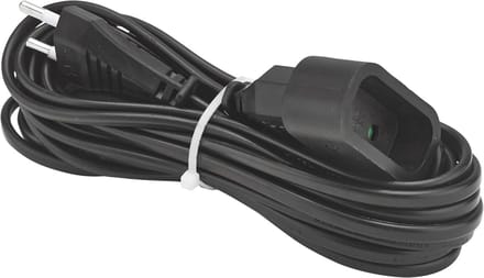 SnelShoppen - 5m Verlengsnoer HO3VVH2-F 2x0.75mm Zwart 2P 250V 6A Met Kinderbeveiliging Voor Buiten Gebruik