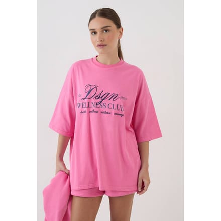 Dames Dsgn Studio Wellness Club Oversized T-shirt | Pink | Maat: Medium