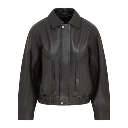 Dames zwarte leren Biker Bomber Oversized Jas - Blouson