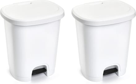 PlasticForte Pedaalemmer - 2x - wit - kunststof - 27L - 45 cm - afvalemmers/vuilnisemmers