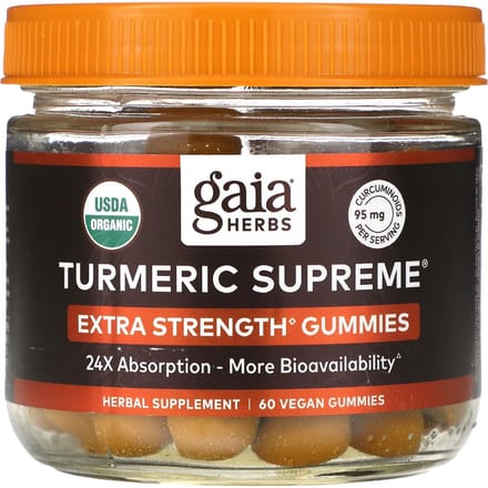Gaia Herbs, Curcuma Suprême, Extra Fort, 60 Gommes Végans