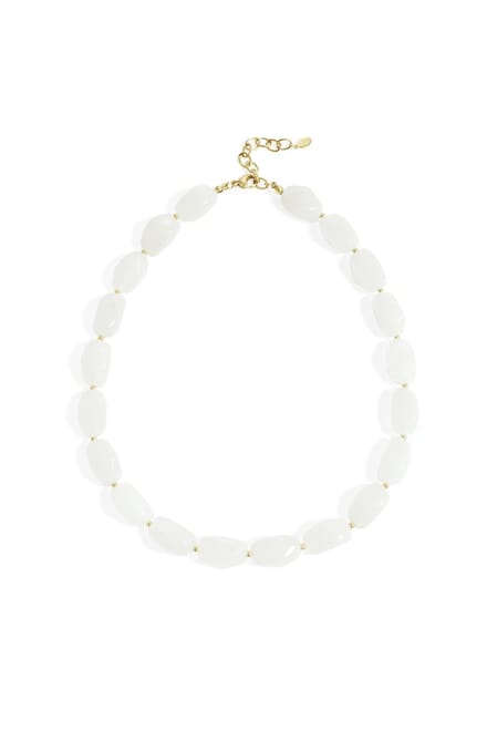 Ketting met organische kralen - Gebroken wit