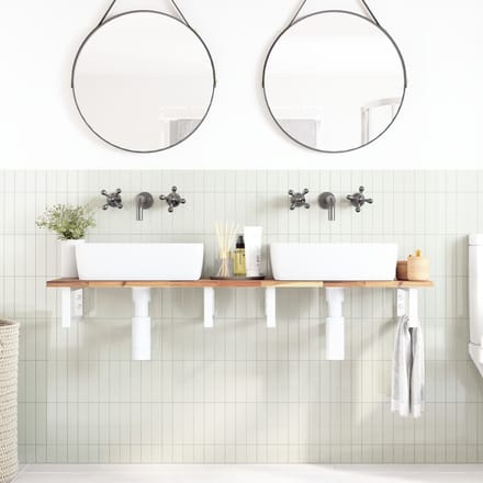 vidaXL - Badkamer - wandschap - staal - en - massief - acaciahout