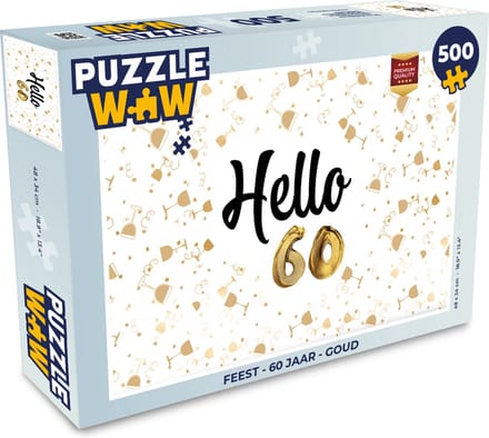 Puzzel Feest - 60 jaar - Goud - Legpuzzel - Puzzel 500 stukjes