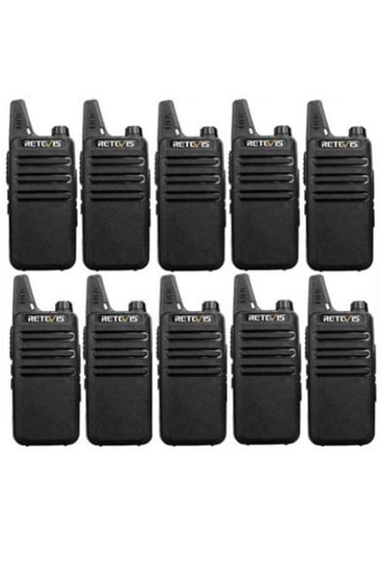 Set van 10 Retevis RT622 vergunning vrije UHF mini portofoons PMR446