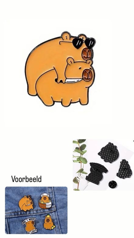 Akyol Capybara badge – Schattig Knaagdier - Accessoire – Capybara Cadeau - capybara sleutelhanger - knaagdier - pin - broche