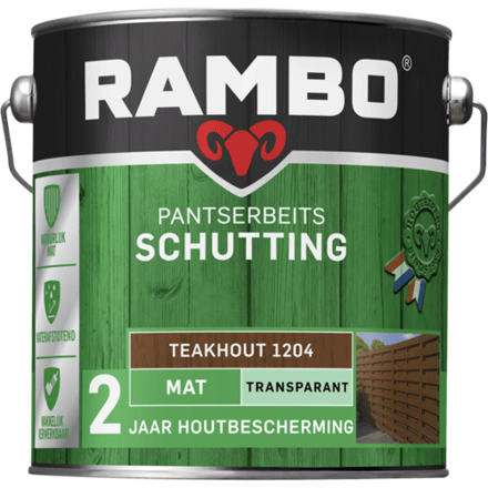 Rambo Pantserbeits Schutting Mat Transparant - Goede Dekking - Kleur Behoudend - Teakhout - 2.5L