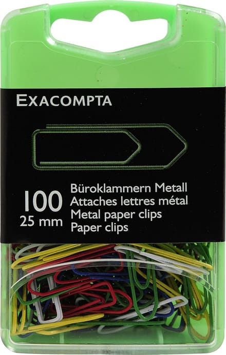 Exacompta 5x Doos met 100 paperclips kleurassortiment 25mm - Geassorteerd - 14744E