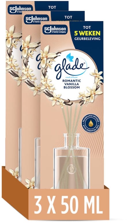 Glade Geurstokjes Romantic Vanilla Blossom - 3 x 50 ml - Voordeelverpakking