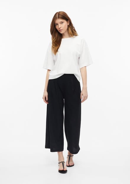 s.Oliver - female - Gestructureerde culottes met plooien en elastische tailleband