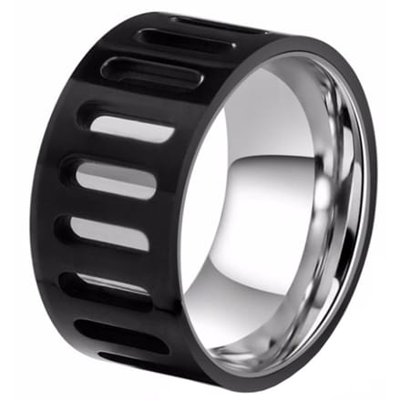 Mendes heren ring edelstaal Zwart met Zilver-19mm