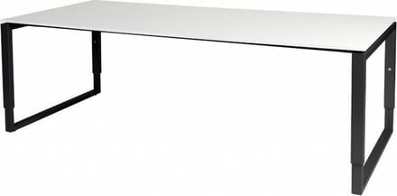Vergadertafel - Verstelbaar - 220x100 wit - zwart frame