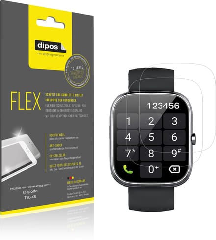dipos – 2x Beschermfolie geschikt voor taopodo T60-X8 | 3D Full Cover Screenprotector | 100% Passend