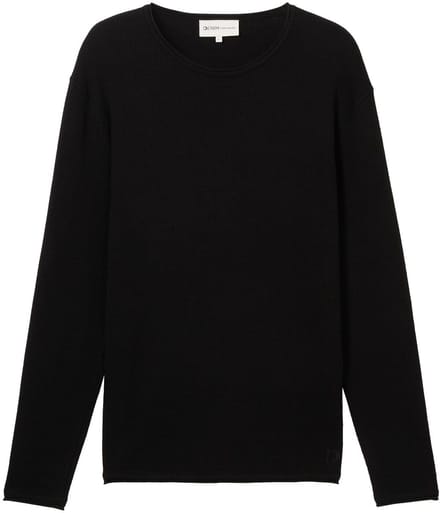 Tom Tailor Structured Roll Edge Knit Trui Zwart L Man