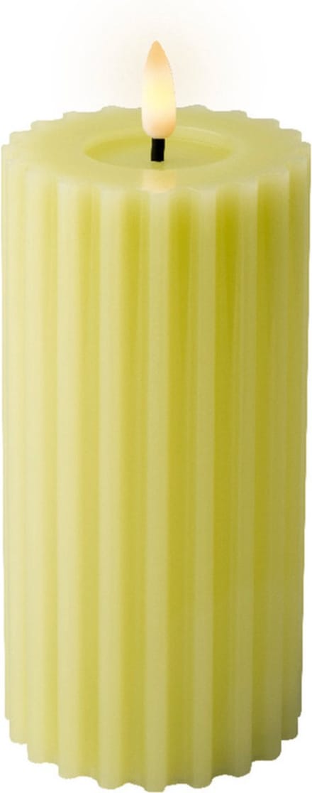 Lumineo luxe LED kaars/stompkaars - groen ribbel - D7,5 x H17,5 cm - timer
