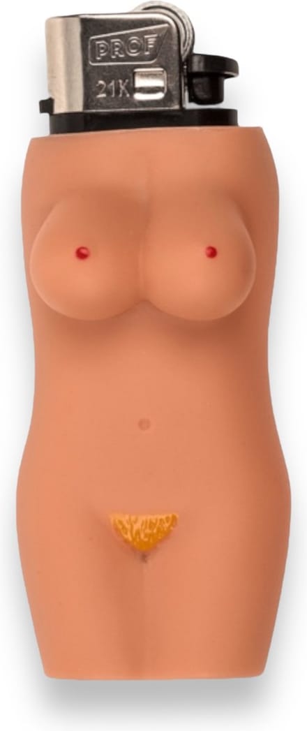 Aansteker Sleeve met Erotisch Vrouwenlichaam Design - Beige
