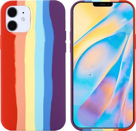 Peachy Rainbow Pride siliconen hoesje geschikt voor iPhone 12 mini - pastel