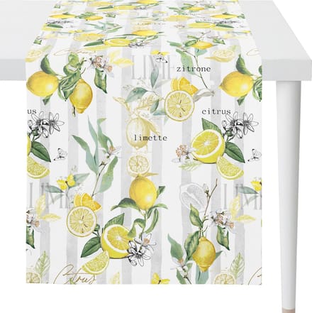 Tafelloper citrus met citroen - 140 x 48 cm - 100% katoen - Apelt