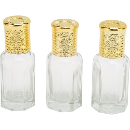3pcs Flacon de Parfum Rechargeable 10ml Couvercle Doré Verre Transparent Récipient de Parfum Rechargeable pour beige