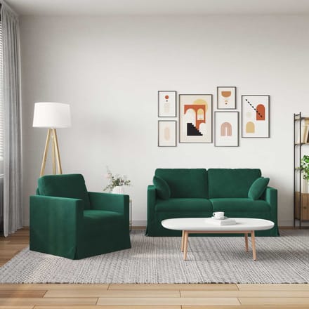 vidaXL Bankstel 2 pcs Donkergroen 158 x 78 x 80 cm Fluweel
