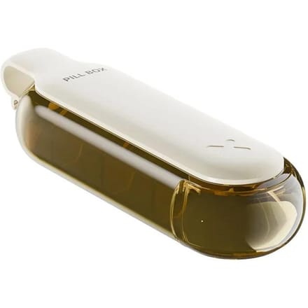 2 en 1 Portable Pince à Comprimés Extracteur Avec Boîte à Médicaments Gadgets Ménagers Comprimés Pilules Outil d'Aide Distributeur de Pilules beige