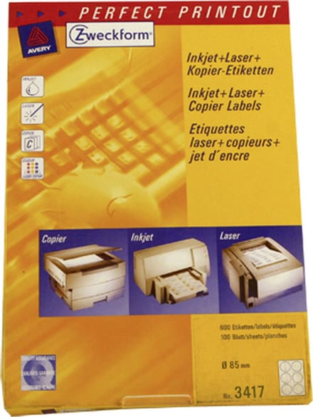 Avery Etiketten Rond 85mm