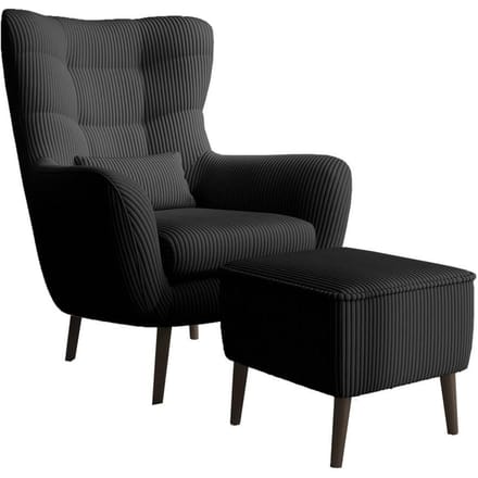 Fauteuil met hocker Verdiro ribstof | NADUVI Collection