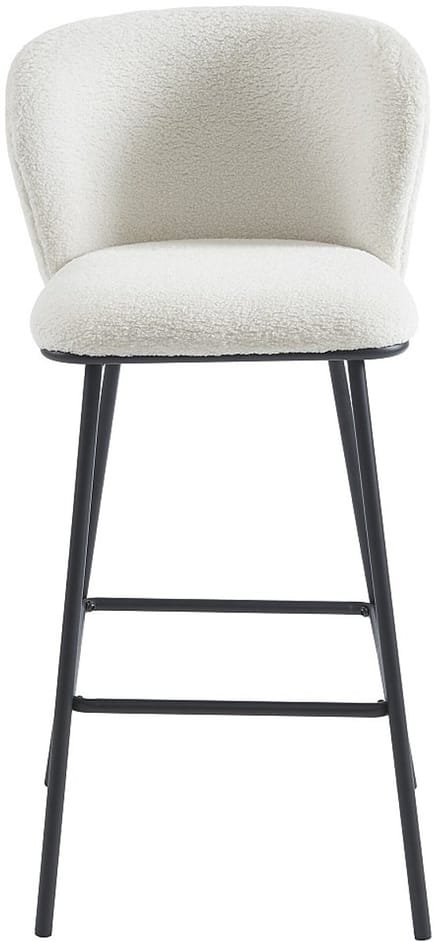 Vente-unique Set van 2 barkrukken in bouclé en metaal - Wit - SENORASE L 50 cm x H 97 cm x D 54 cm