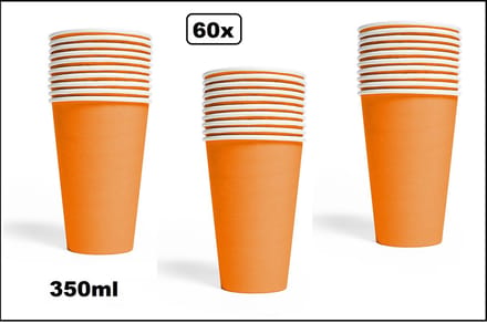 60x Mega beker oranje karton 350ml - Drinken drank limonade