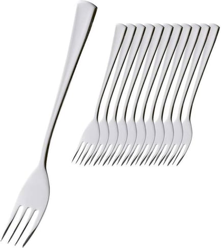 Set van 10 roestvrijstalen dinervorken van 18,5 cm lang, steakvorken, bestek
