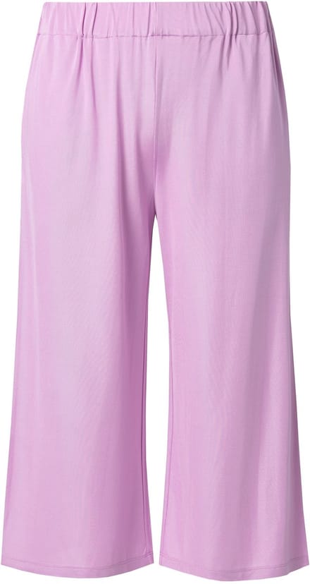 Ulla Popken - Dames - Slinky culotte kuitlengte wijde pijpen - Lichtpaars - Maat 46+