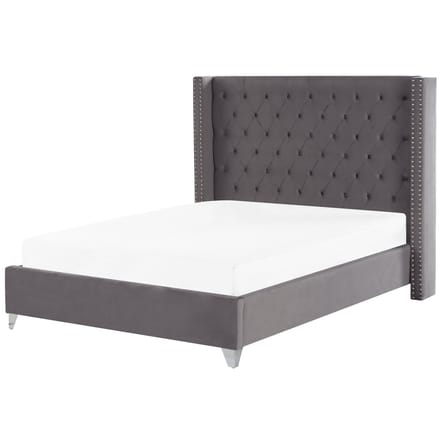LUBBON - Tweepersoonsbed - Grijs - 160 x 200 cm - Fluweel