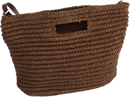 Stro Tas - Zomerse Handtas - Strand Vervoer - Modieuze Rits - 24 x 34 cm - Khaki