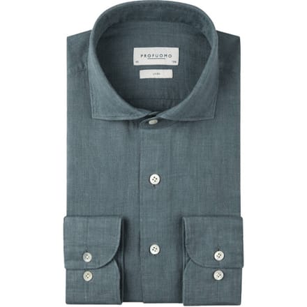 Linnen overhemd Profuomo blauw Regular fit