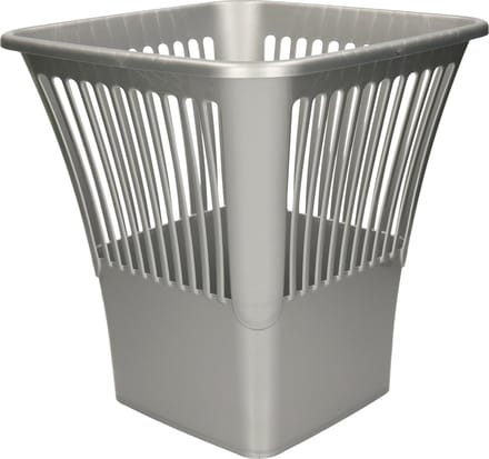 Plasticforte Afvalbak/vuilnisbak - prullenbak - plastic - zilvergrijs - 30 cm - kantoor