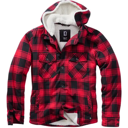 Brandit Tussenseizoensjas - Lumberjacket Hooded - S tot 5XL - voor Mannen - rood-zwart