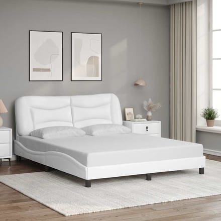 vidaXL - Bedframe - zonder - matras - "Hvar" - kunstleer - wit - 160x200 - cm