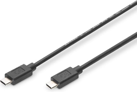 Digitus USB-kabel USB 2.0 USB-C stekker, USB-C stekker 1.00 m Zwart Afgeschermd AK-300155-010-S