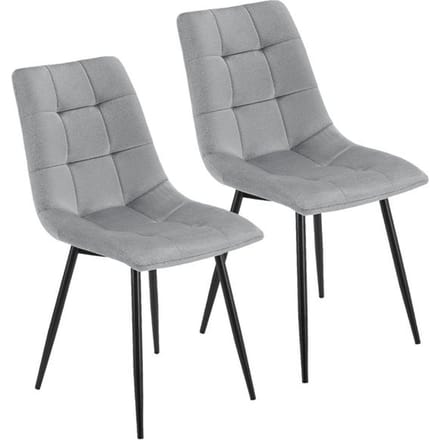 Stalen Eetkamerstoelen Blanca - Set van 2 - Lichtgrijs - Fluweel
