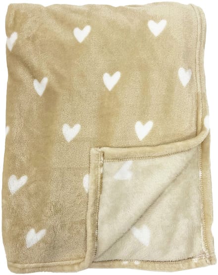 Textino - HARTJES - plaid 140x180 cm - met hartjes - Bleached Sand - Beige