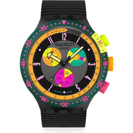 Swatch Big Bold Chrono Neon Seppia Horloge, SB02B104, Unisex, Zwart