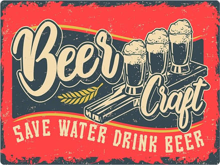 Signs USA - retro wandbord - dibond - Save Water Drink Beer - 33 x 44 cm
