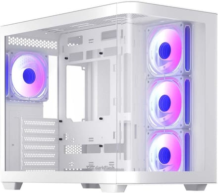 ATX Mid-Tower Gaming PC Behuizing met 4x ARGB Ventilatoren, Dual-Chamber Ontwerp en Gebogen Glas