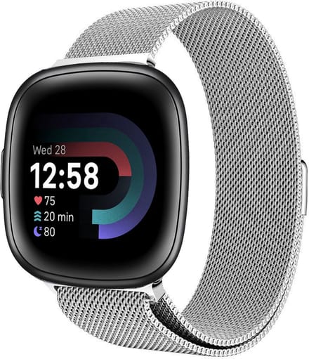 Bandje geschikt voor Fitbit Versa 4 / Sense 2 - Zilver Milanese Band