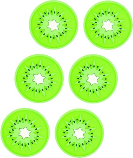 Fruitige Siliconen Onderzetters - Fruit Collectie - 6 Stuks - 9cm - Kiwi