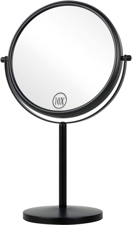 Vergroot Verticaal Make-up Spiegel 10x | Dubbelzijdig Draaibaar Tafelmodel voor Badkamer