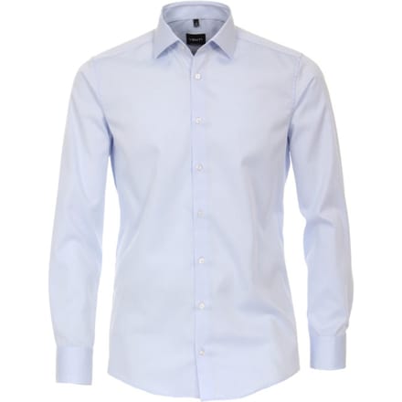 VENTI modern fit overhemd - twill - blauw - Strijkvriendelijk - Boordmaat: 44