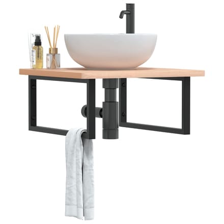 vidaXL - Badkamer - wandschap - staal - en - massief - beukenhout